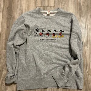 Disney Gray Crewneck Sweater with Mickey Mouse Design
